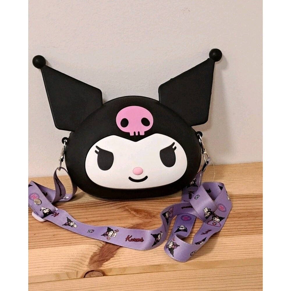 Q Uncle Sanrio Kuromi Crossbody Silicone Black Cat Shoulder Bag With Strap